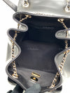 CHANEL Black lambskin Mini Duma Drawstring Backpack / Gold Hardware