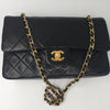 Sold-CHANEL Classic Lambskin Double Chain Double Flap Bag 25 black/gold