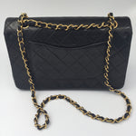 Sold-CHANEL Classic Lambskin Double Chain Double Flap Bag 25 black/gold