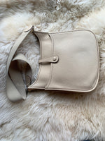 HERMES Ivory Beige Clemence Evelyne II PM Crossbody Bag