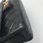 Sold-CHANEL Classic Lambskin Double Chain Double Flap Bag 25 black/gold