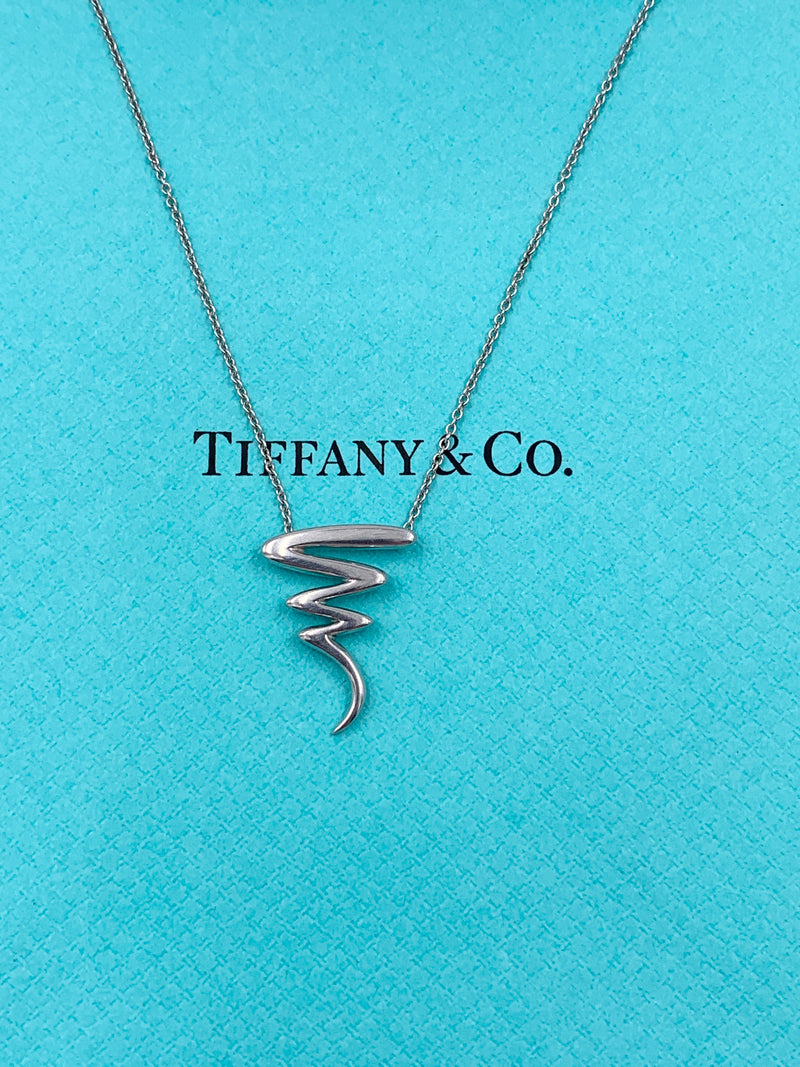 Sold-Tiffany 
Co 925 Silver Paloma Picasso Scribble Necklace