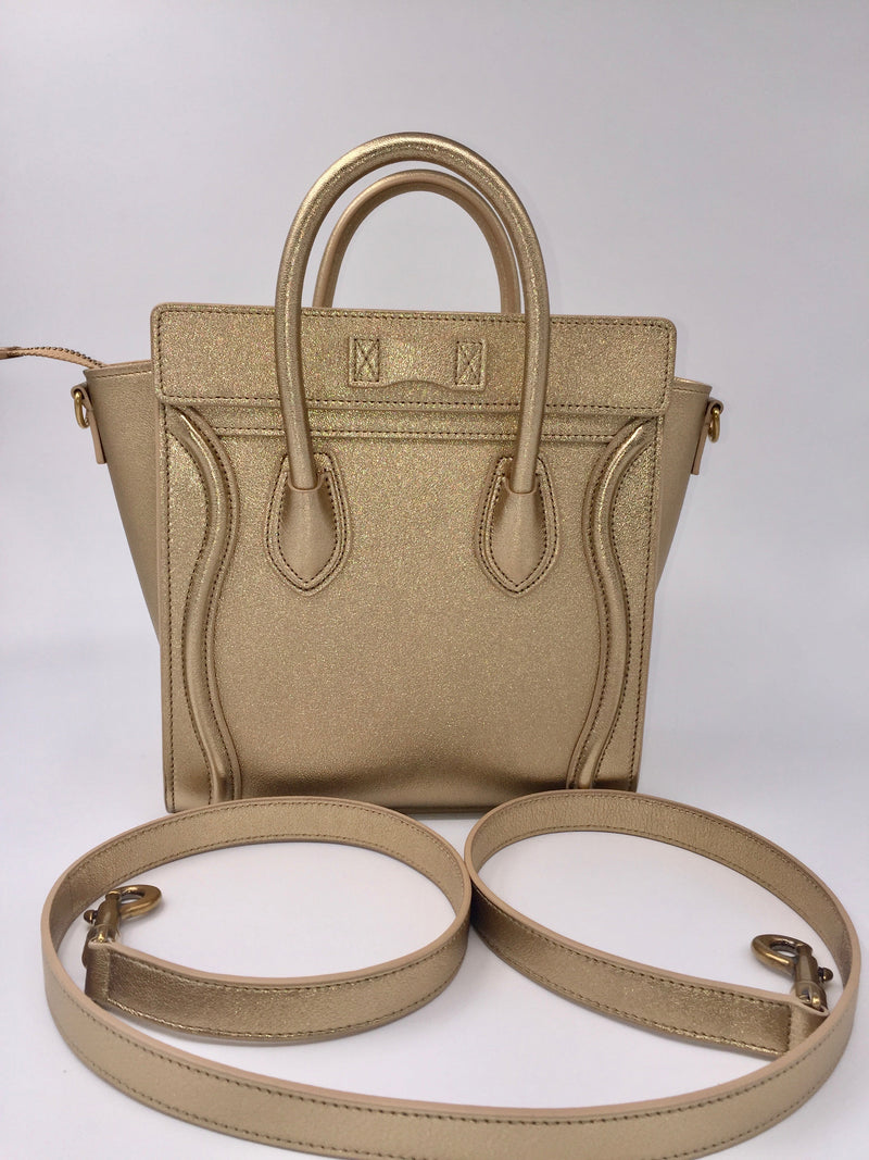 Sold-CELINE Nano Luggage Bag - Gold