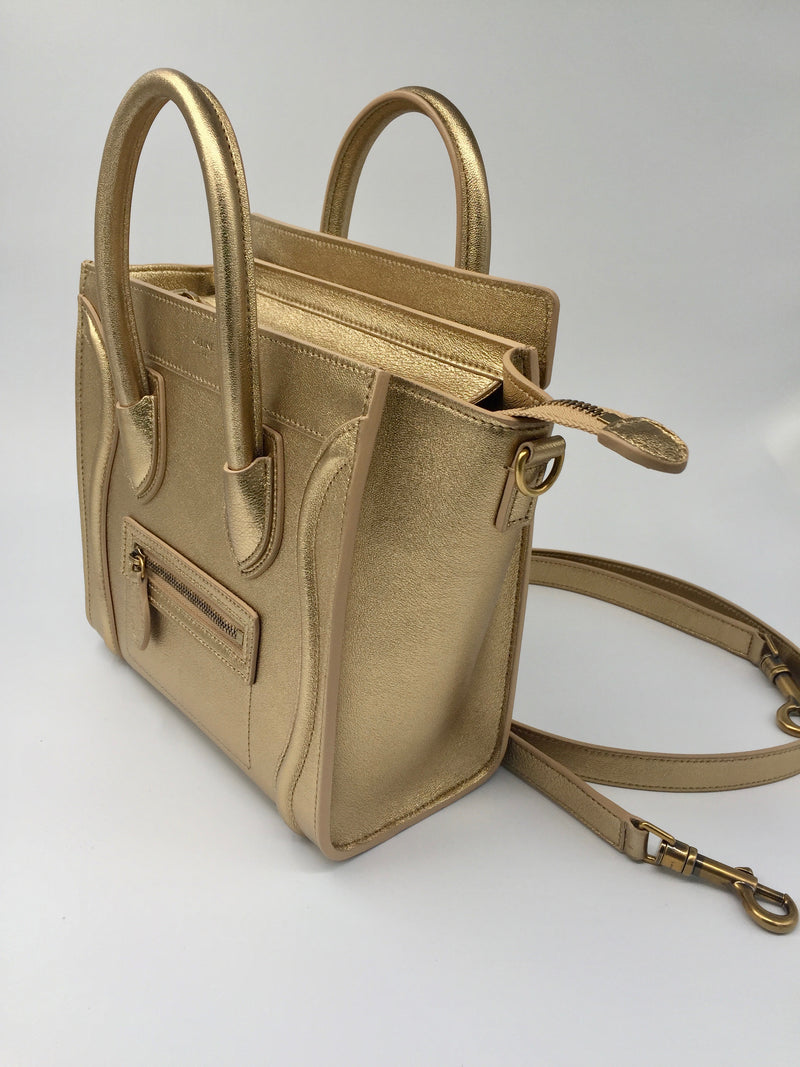 Sold-CELINE Nano Luggage Bag - Gold