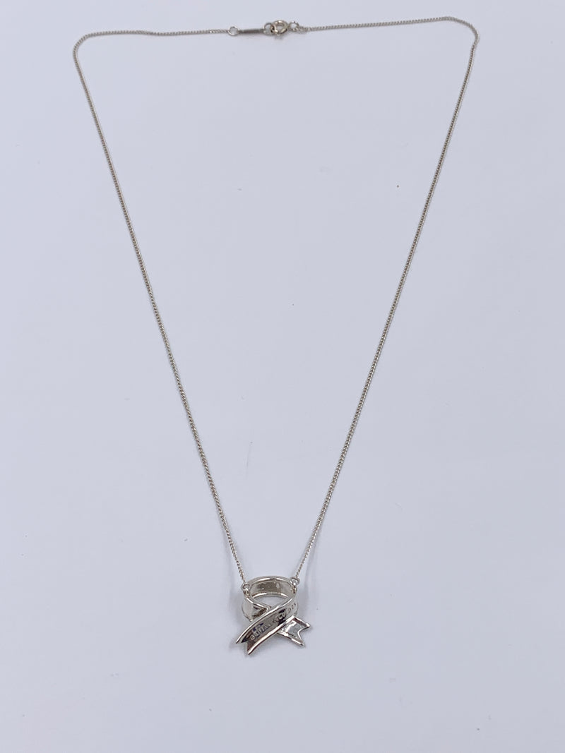 Tiffany 
Co 925 Silver Vintage Bow Ribbon Necklace