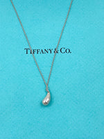 Sold-Tiffany 
Co 925 Silver Elsa Peretti 12mm Tear Drop Pendant Necklace