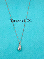 Sold-Tiffany 
Co 925 Silver Elsa Peretti 12mm Teardrop Pendant Necklace