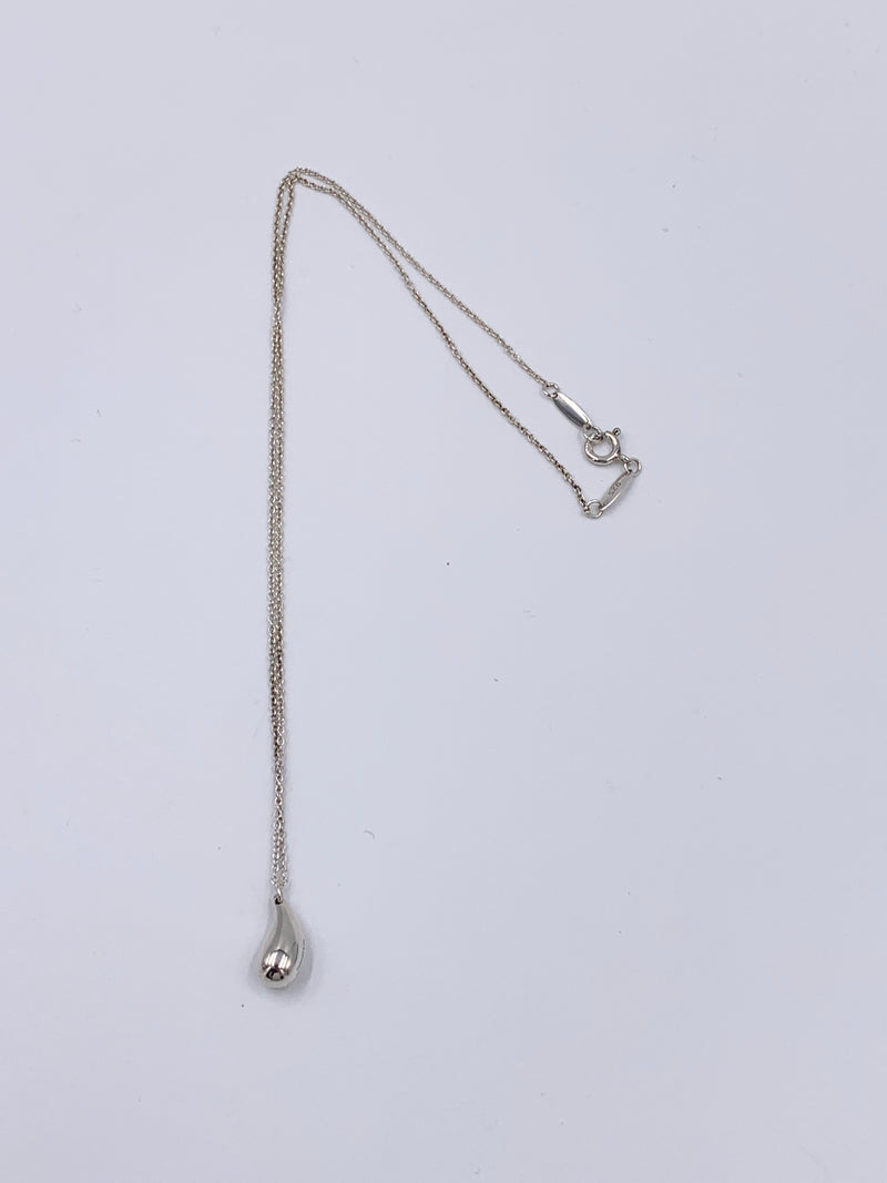 Sold-Tiffany 
Co 925 Silver Elsa Peretti 12mm Teardrop Pendant Necklace