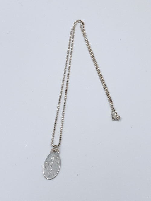 Sold-Tiffany 
Co 925 Silver Return to Tiffany Oval Tag Long Necklace