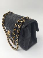 Sold-CHANEL Classic Lambskin Double Face Double Chain Flap Bag 23 black/gold