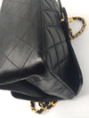 Sold-CHANEL Classic Lambskin Double Face Double Chain Flap Bag 23 black/gold