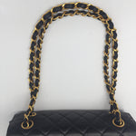 Sold-CHANEL Classic Lambskin Double Face Double Chain Flap Bag 23 black/gold