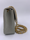 Sold-CHANEL Classic Lambskin Chain Mini Square Flap Bag Light Grey Gold Hardware