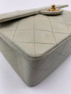 Sold-CHANEL Classic Lambskin Chain Mini Square Flap Bag Light Grey Gold Hardware