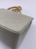 Sold-CHANEL Classic Lambskin Chain Mini Square Flap Bag Light Grey Gold Hardware