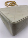 Sold-CHANEL Classic Lambskin Chain Mini Square Flap Bag Light Grey Gold Hardware