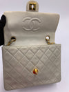 Sold-CHANEL Classic Lambskin Chain Mini Square Flap Bag Light Grey Gold Hardware