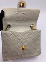 Sold-CHANEL Classic Lambskin Chain Mini Square Flap Bag Light Grey Gold Hardware