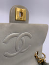 Sold-CHANEL Classic Lambskin Chain Mini Square Flap Bag Light Grey Gold Hardware