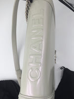 Sold-CHANEL Glazed Iridescent Calfskin Reverso Boy Bag large - pearl