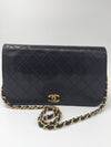 Sold-CHANEL Classic Lambskin Chain Full Flap Bag/clutch 23 (2) black/gold