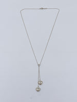 Tiffany 
Co 925 Silver Double Dangling Hearts Pendant Necklace