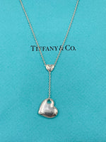 Tiffany 
Co 925 Silver Dangling Large Solid Heart Pendant Necklace