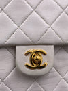 Sold-CHANEL Classic Lambskin Chain Mini Square Flap Bag White/ Gold hardware