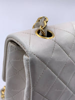 Sold-CHANEL Classic Lambskin Chain Mini Square Flap Bag White/ Gold hardware