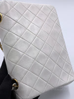 Sold-CHANEL Classic Lambskin Chain Mini Square Flap Bag White/ Gold hardware