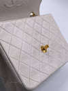 Sold-CHANEL Classic Lambskin Chain Mini Square Flap Bag White/ Gold hardware