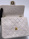 Sold-CHANEL Classic Lambskin Chain Mini Square Flap Bag White/ Gold hardware