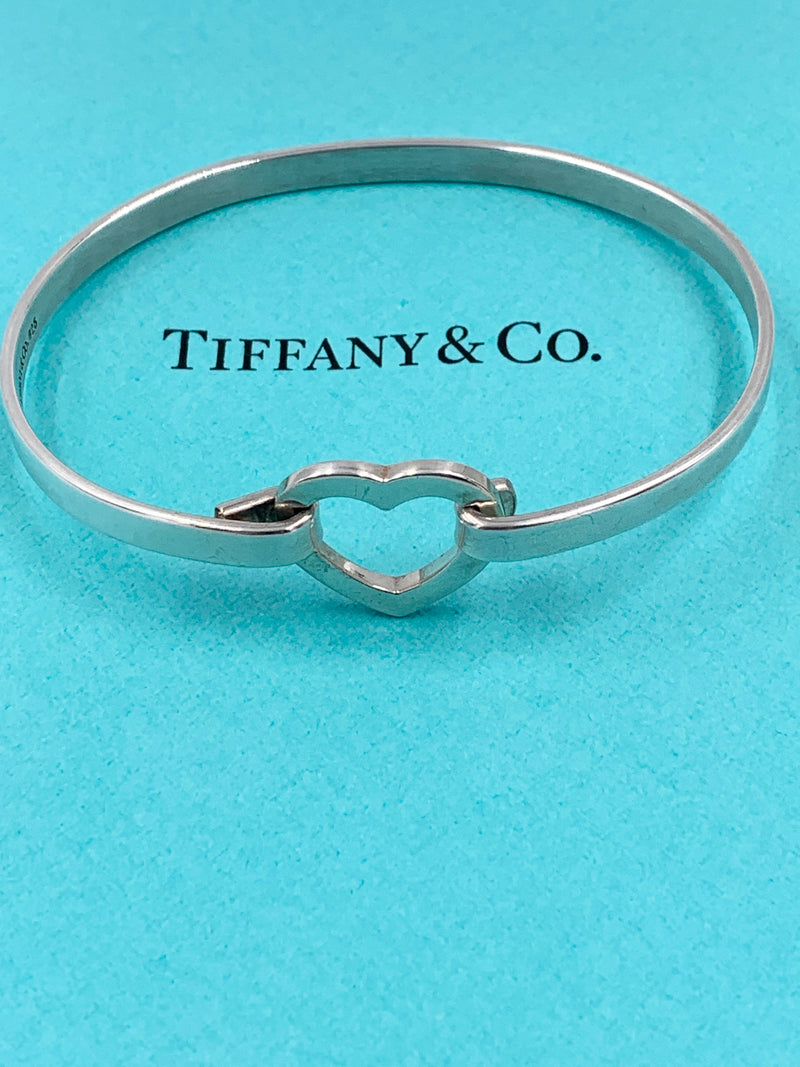 Tiffany 
Co Silver 925 Open Heart Hook Bangle