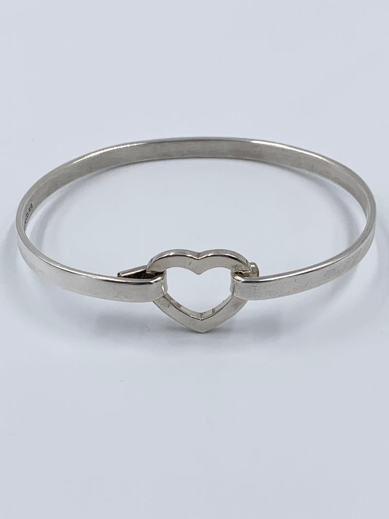 Tiffany 
Co Silver 925 Open Heart Hook Bangle