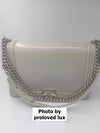 Sold-CHANEL Glazed Iridescent Calfskin Reverso Boy Bag large - pearl