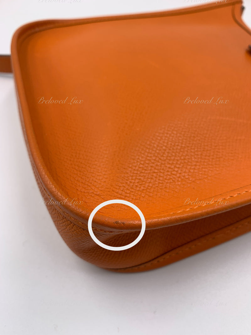 HERMES Orange Epsom Mini Evelyne TPM Crossbody Bag