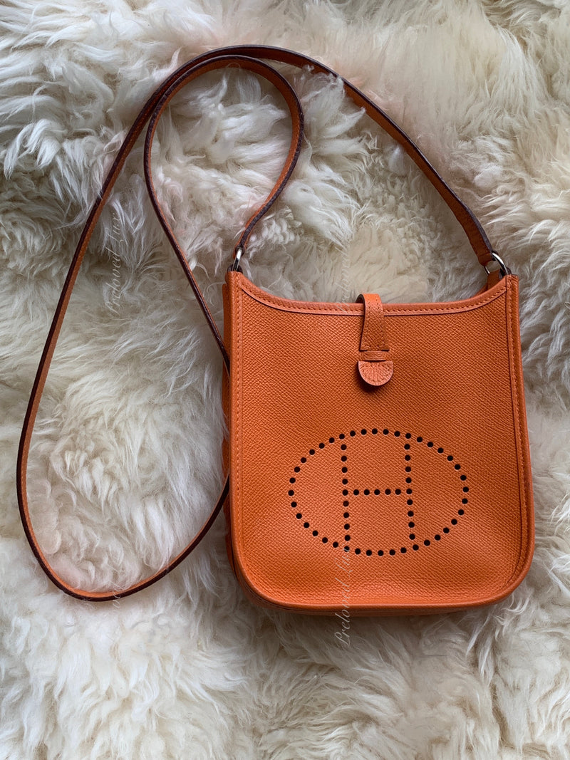 HERMES Orange Epsom Mini Evelyne TPM Crossbody Bag