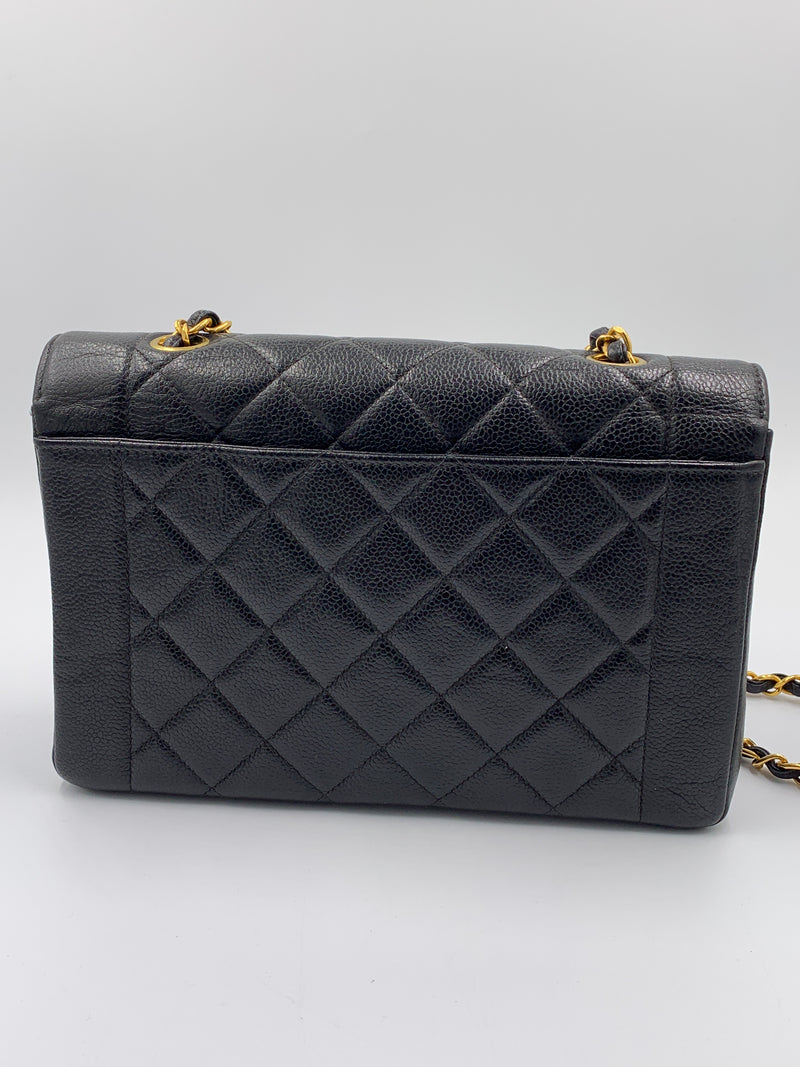 Sold-CHANEL Caviar Medium Diana Black in Gold Hardware