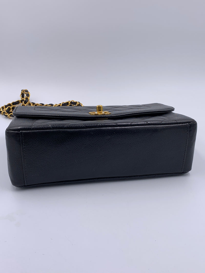 Sold-CHANEL Caviar Medium Diana Black in Gold Hardware