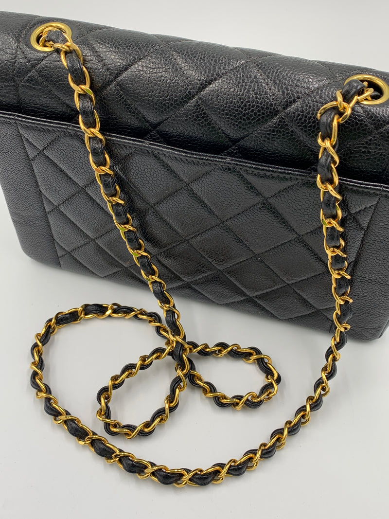 Sold-CHANEL Caviar Medium Diana Black in Gold Hardware