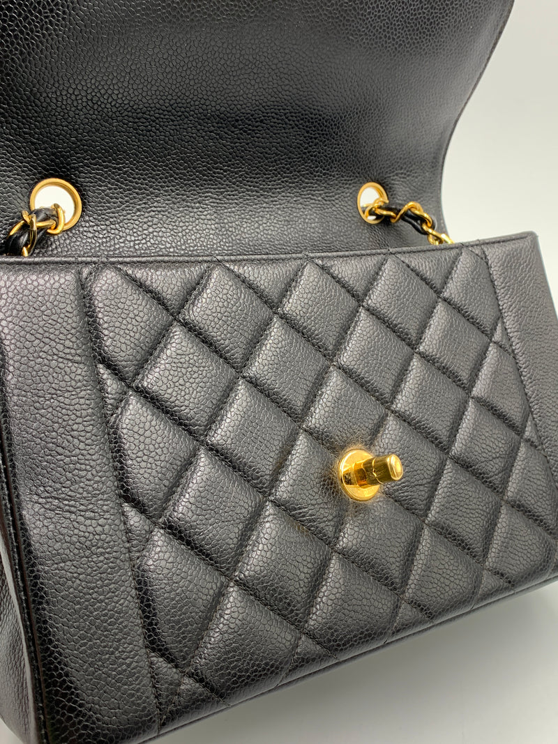 Sold-CHANEL Caviar Medium Diana Black in Gold Hardware