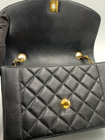 Sold-CHANEL Caviar Medium Diana Black in Gold Hardware