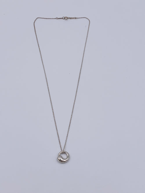 Tiffany 
Co 925 Silver Elsa Peretti Eternal Circle Pendant with Necklace