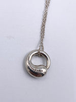 Tiffany 
Co 925 Silver Elsa Peretti Eternal Circle Pendant with Necklace