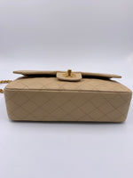 Sold-CHANEL Classic Lambskin Double Flap Medium Shoulder Bag - Beige Gold Hardware