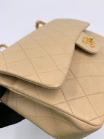 Sold-CHANEL Classic Lambskin Double Flap Medium Shoulder Bag - Beige Gold Hardware