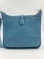 Sold-HERMES Blue Clemence Evelyne I PM Crossbody Bag