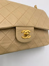 Sold-CHANEL Classic Lambskin Double Flap Medium Shoulder Bag - Beige Gold Hardware