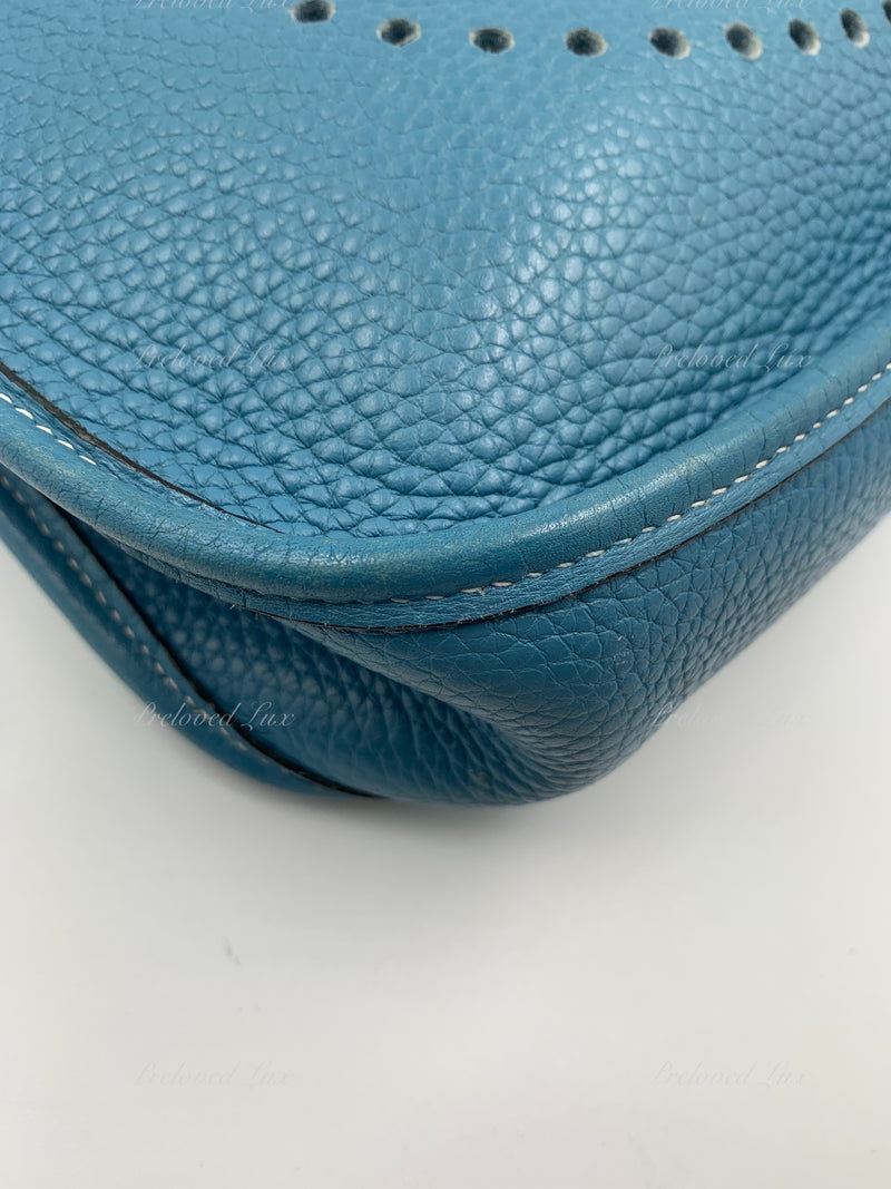 Sold-HERMES Blue Clemence Evelyne I PM Crossbody Bag