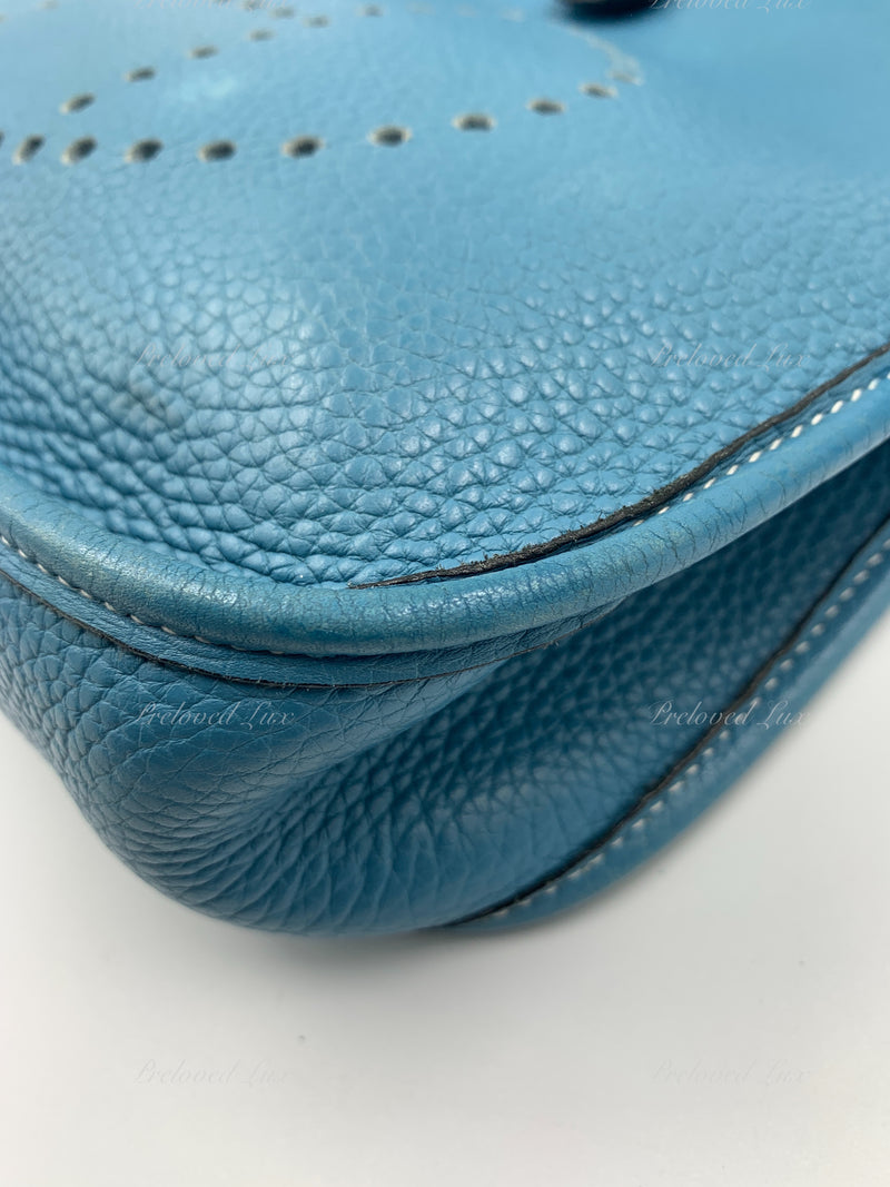 Sold-HERMES Blue Clemence Evelyne I PM Crossbody Bag